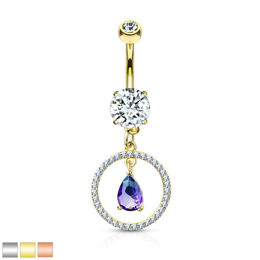 Premium Tear Drop Ring Navel Dangle 14g