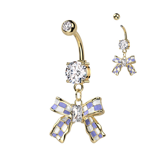 Premium Checkered Dangle Navel 14g