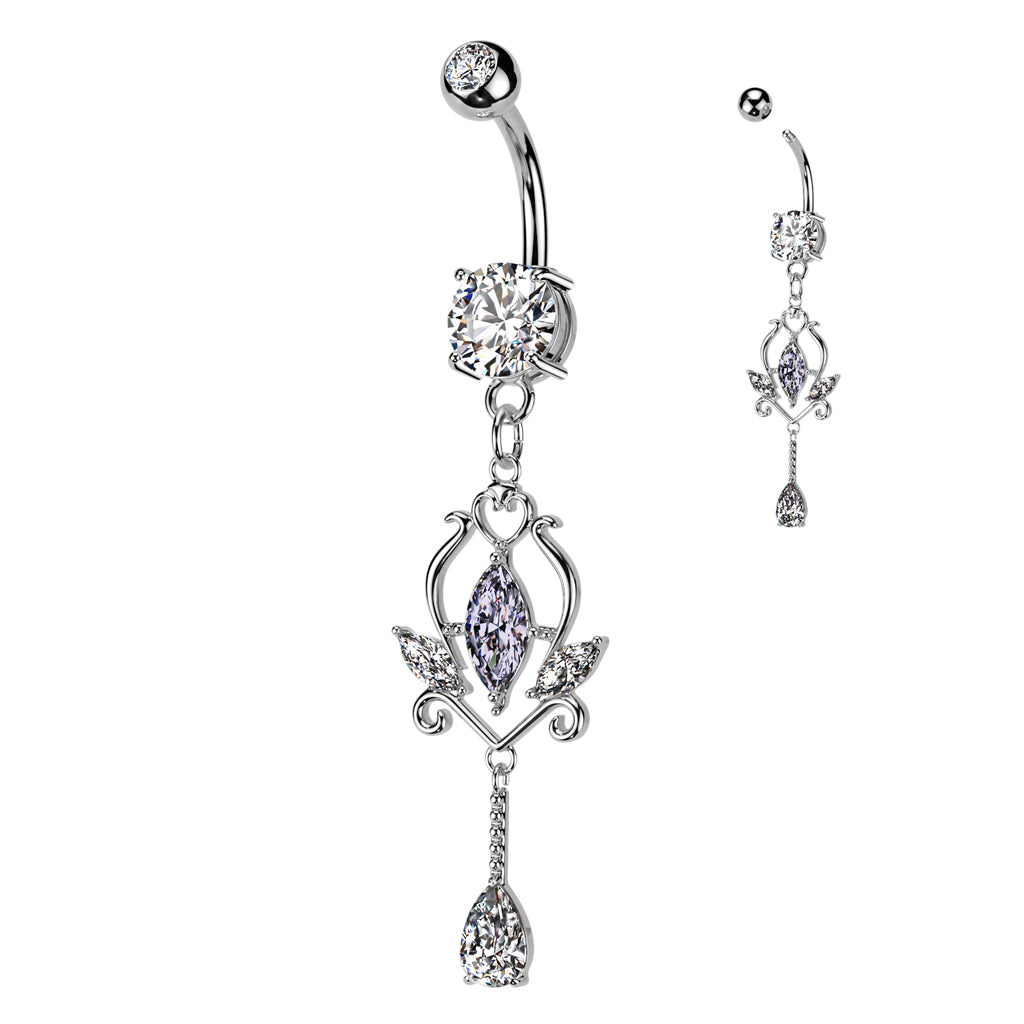 PREMIUM Crystal Marquise Dangle Navel 14g