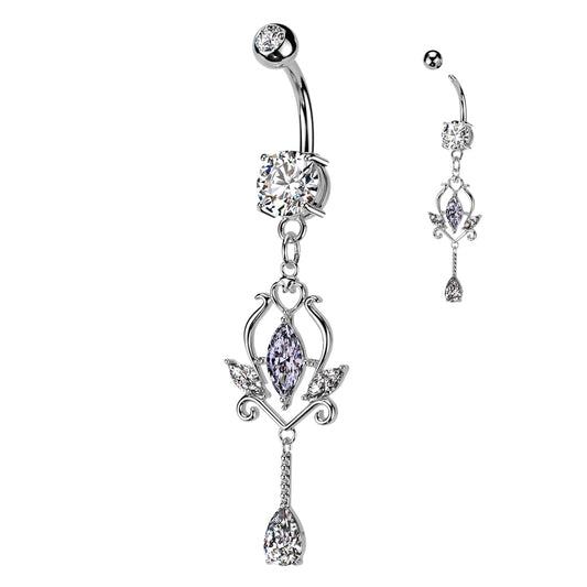 Premium Crystal Marquise Dangle Navel 14g