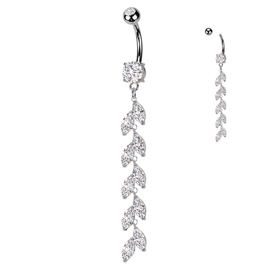 Premium Crystal Leaf Vine Chain Navel 14g