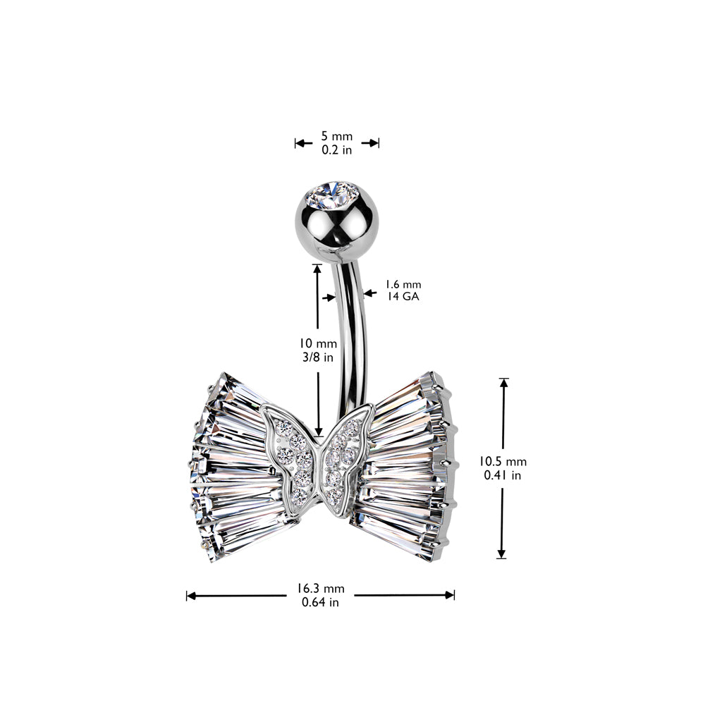 Butterfly Flare Crystal Navel Barbell 14g