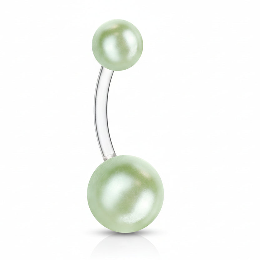 Lucite Pearl Navel Barbell 14g