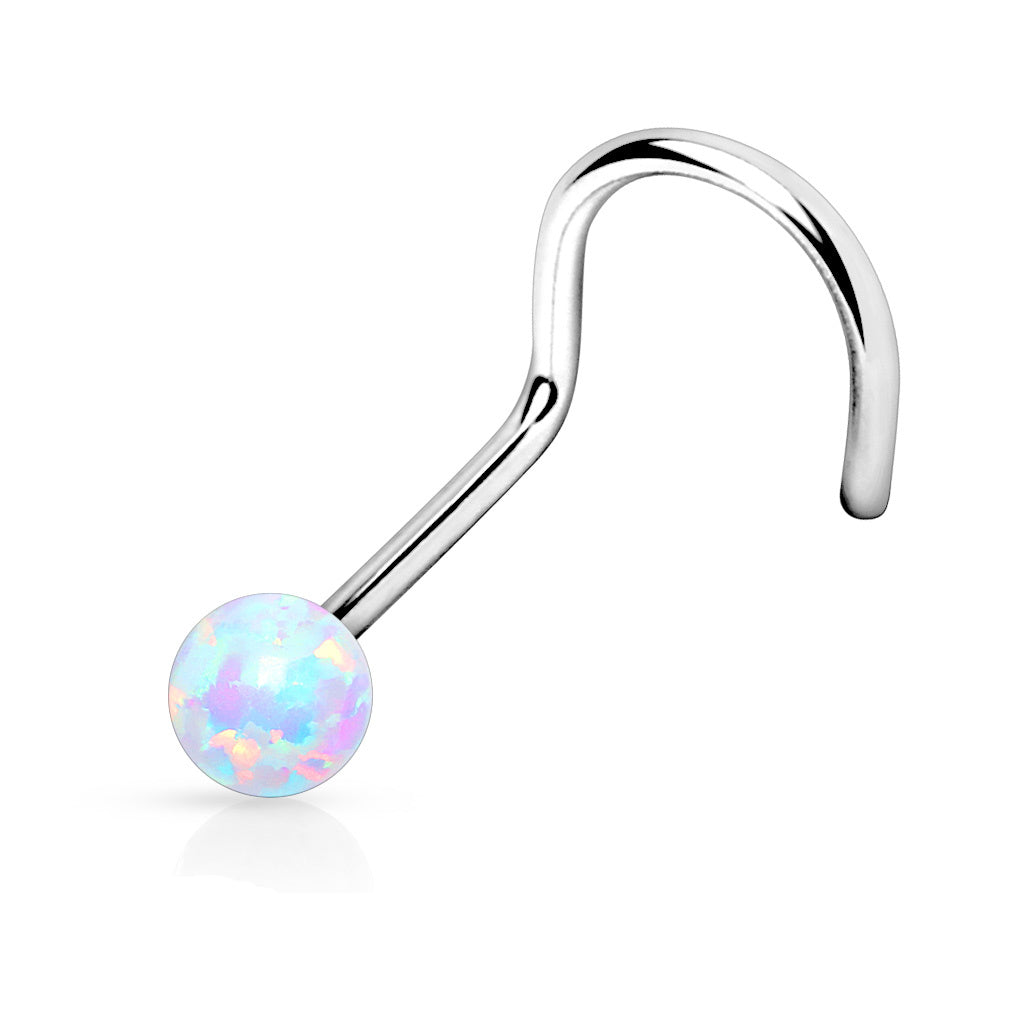 Premium Surgical Steel Round Opal Nose Screw