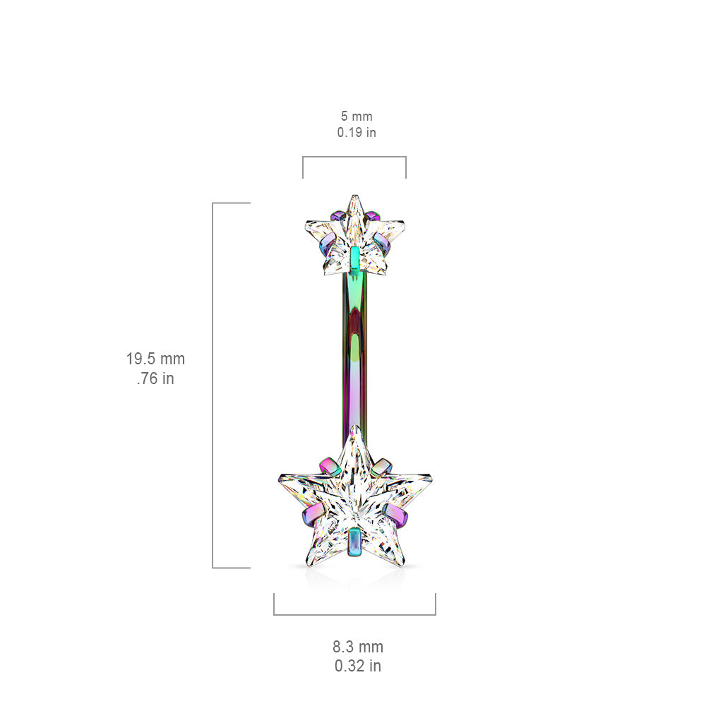 Premium Surgical Steel Crystal Star Belly Ring 14g