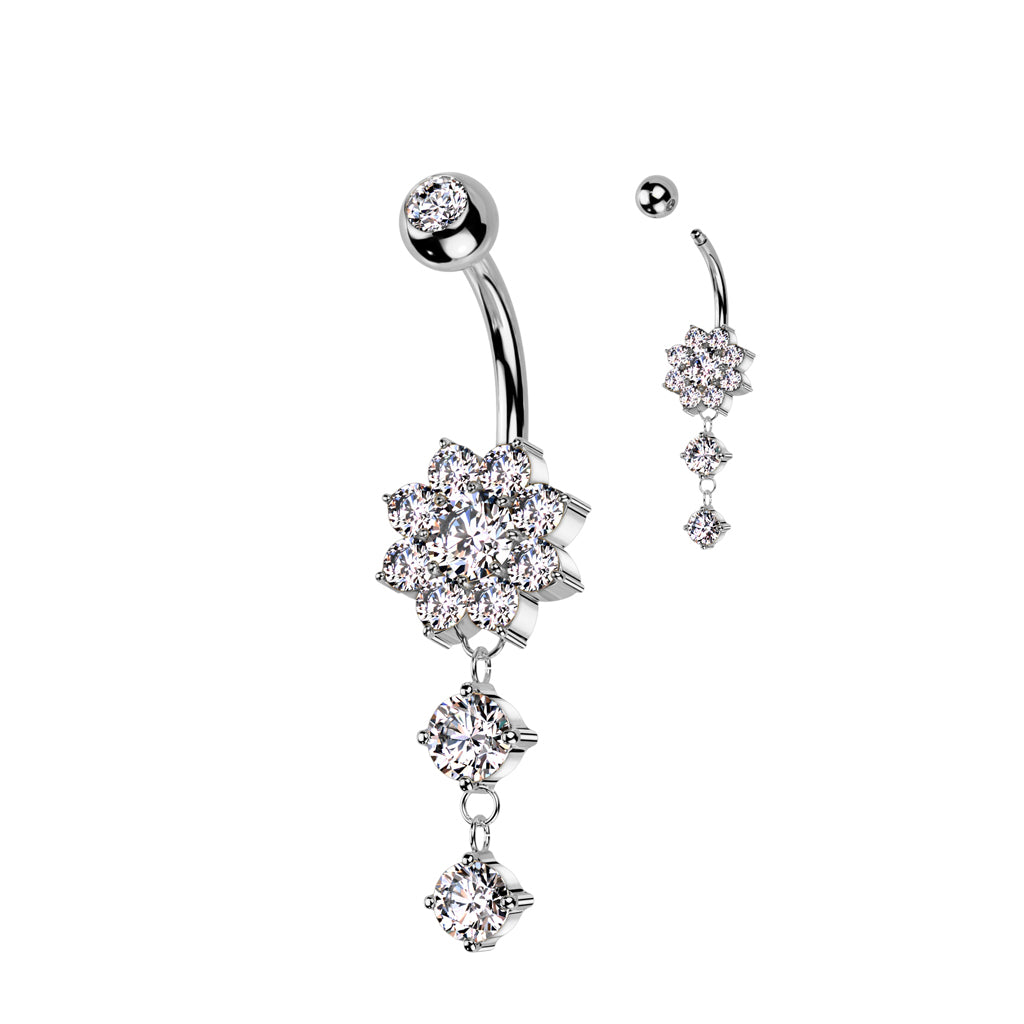 Blooming Crystal Flower Chain Navel Dangle 14g