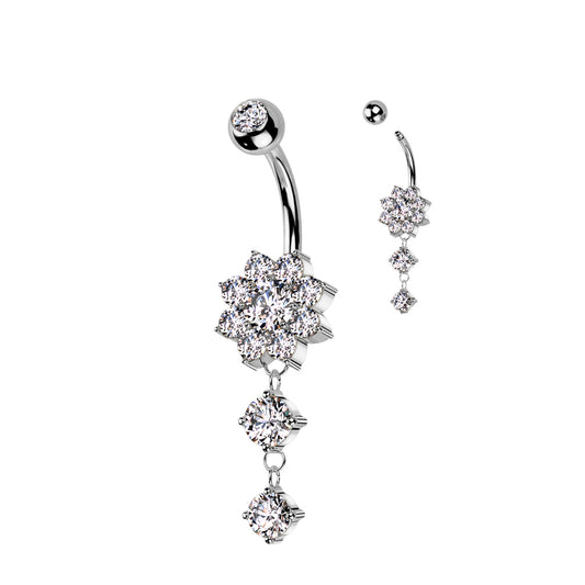 Blooming Crystal Flower Chain Navel Dangle 14g