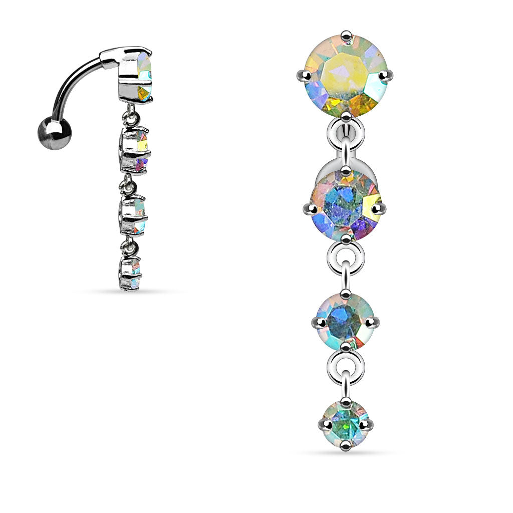 Crystal Chain Inverted Navel Dangle 14g
