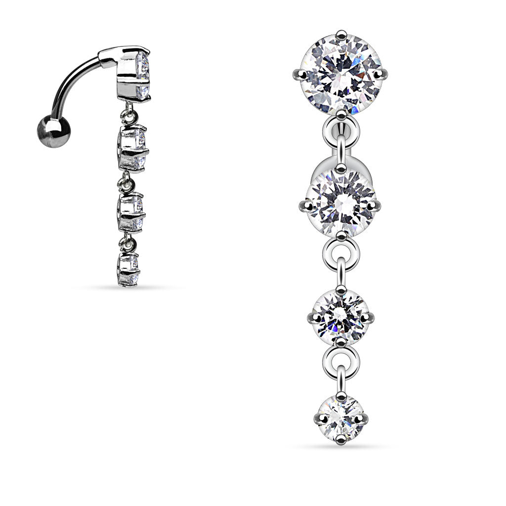 Crystal Chain Inverted Navel Dangle 14g