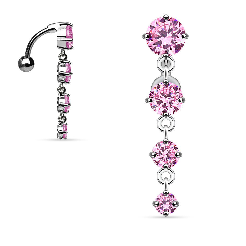Crystal Chain Inverted Navel Dangle 14g