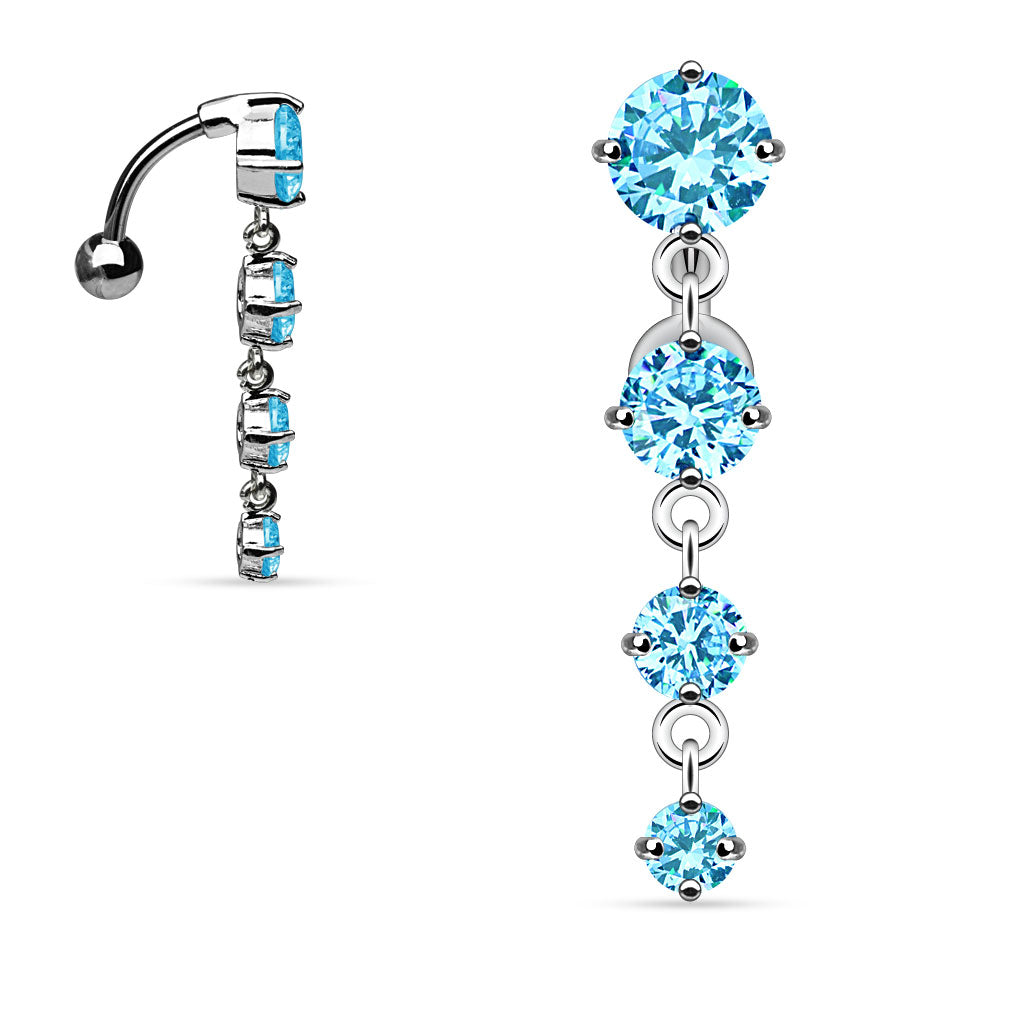 Crystal Chain Inverted Navel Dangle 14g