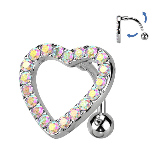 Bezel-Set Heart Inverted Navel Dangle 14g