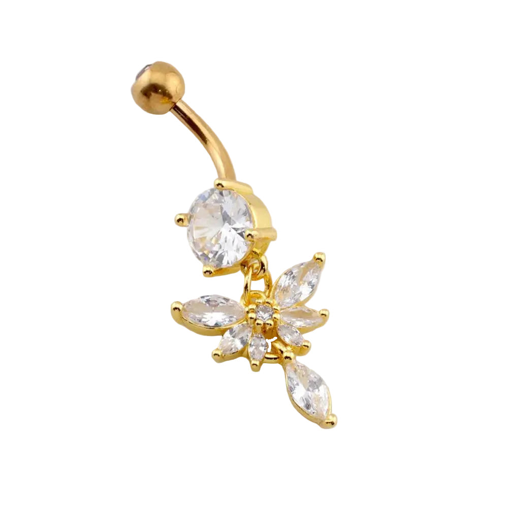 Marquise Lotus Navel Dangle Barbell 14g
