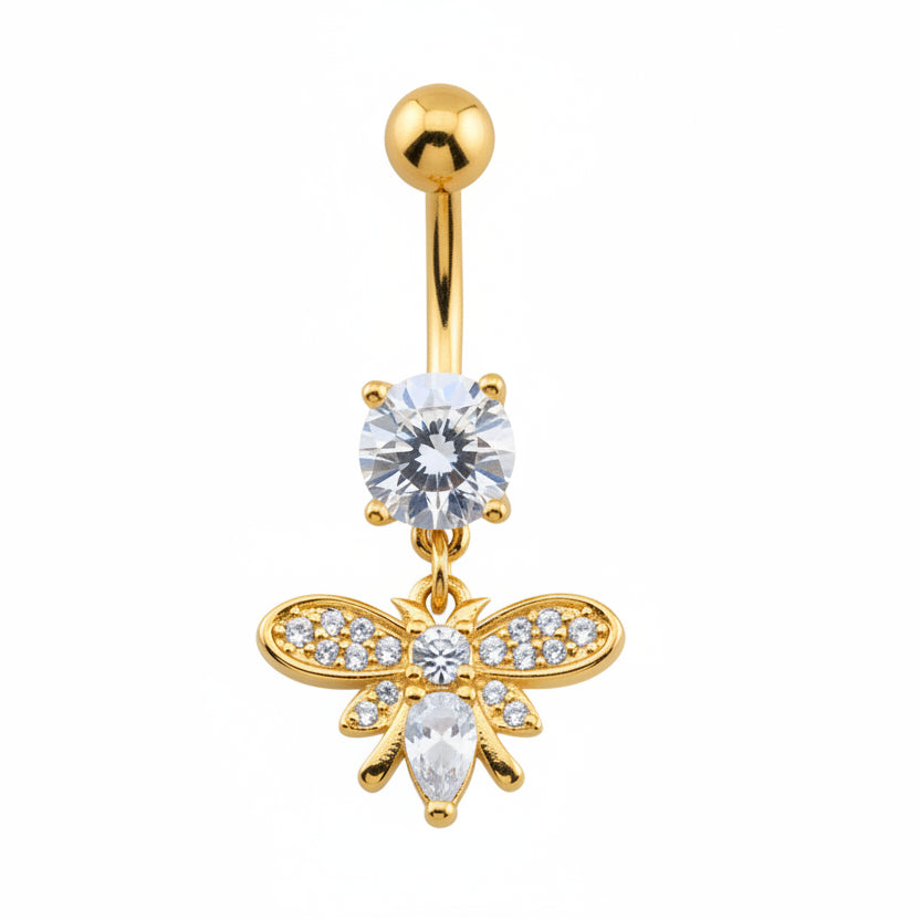 Crystal Bee Navel Dangle Barbell 14g