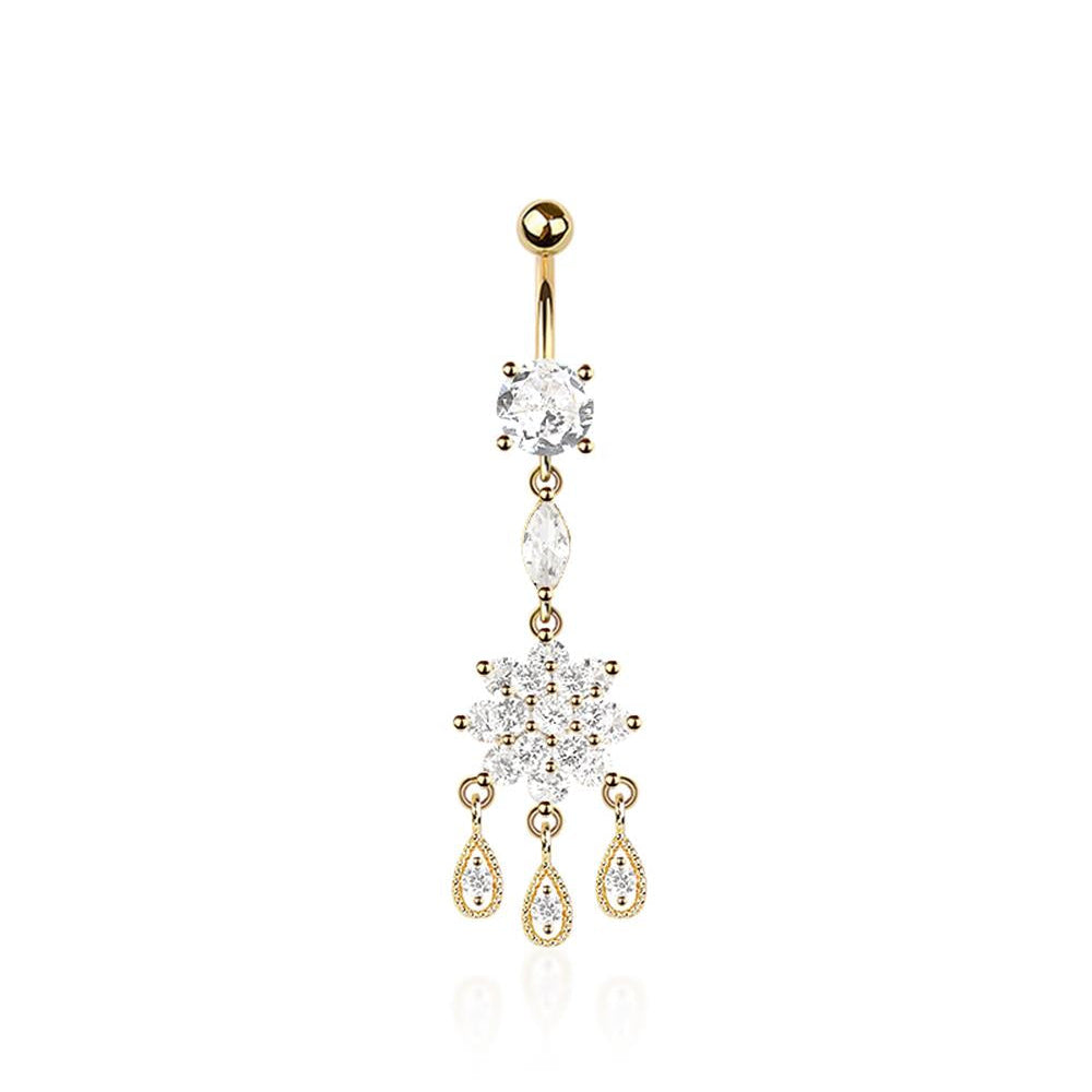 Teardrop Trio Crystal Navel Dangle 14g