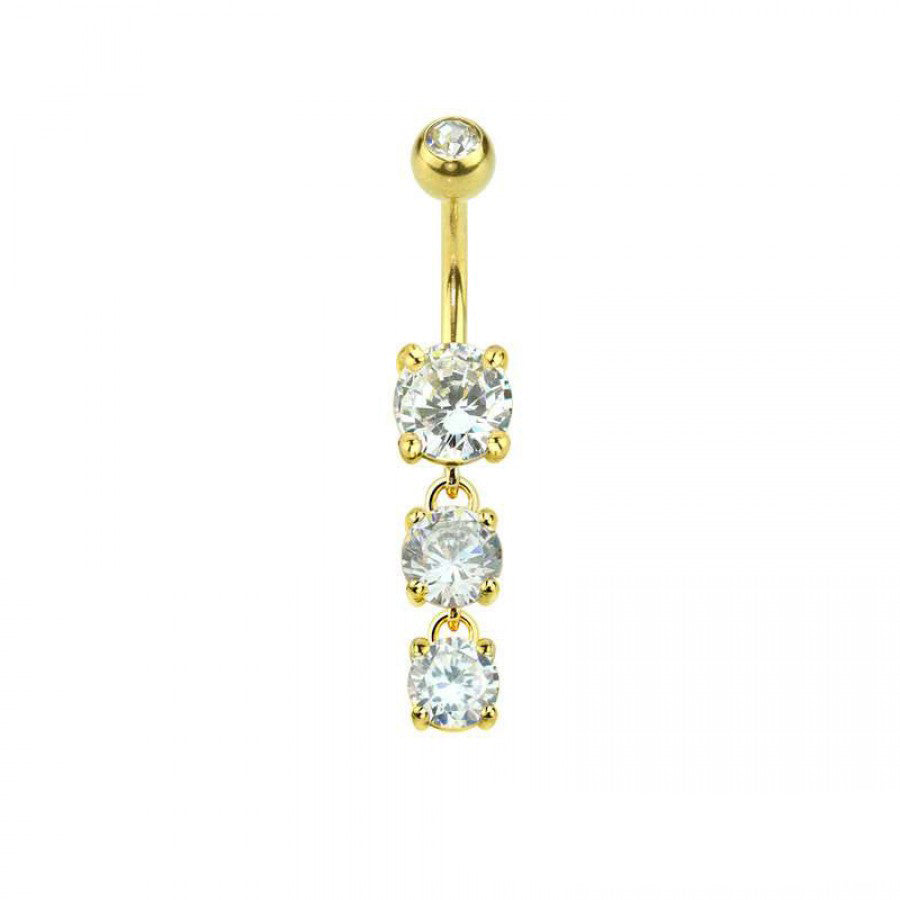Three-circle Claw-Set Navel Dangle 14g