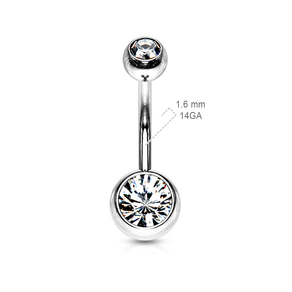 Surgical Steel Crystal Internally Threaded Navel Barbell 14g - Jewellery