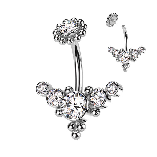Dotwork Rim Cluster Navel Barbell 14g