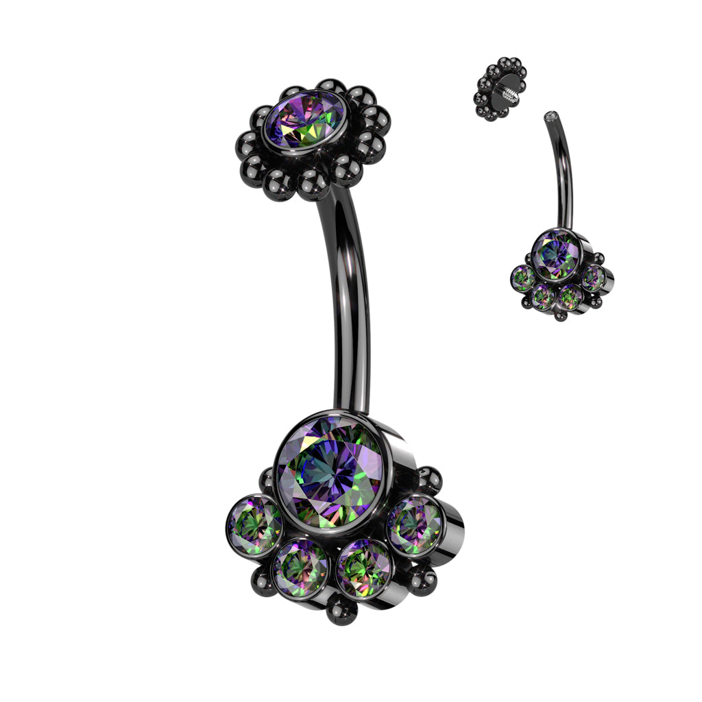 Dot Work Flower Cluster Navel Barbell 14g