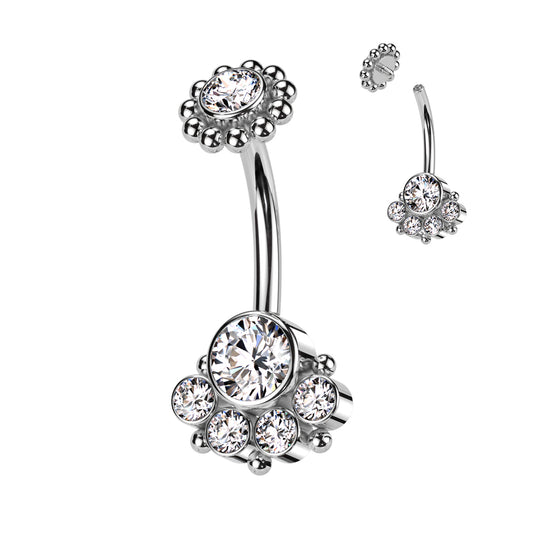 Dot Work Flower Cluster Navel Barbell 14g