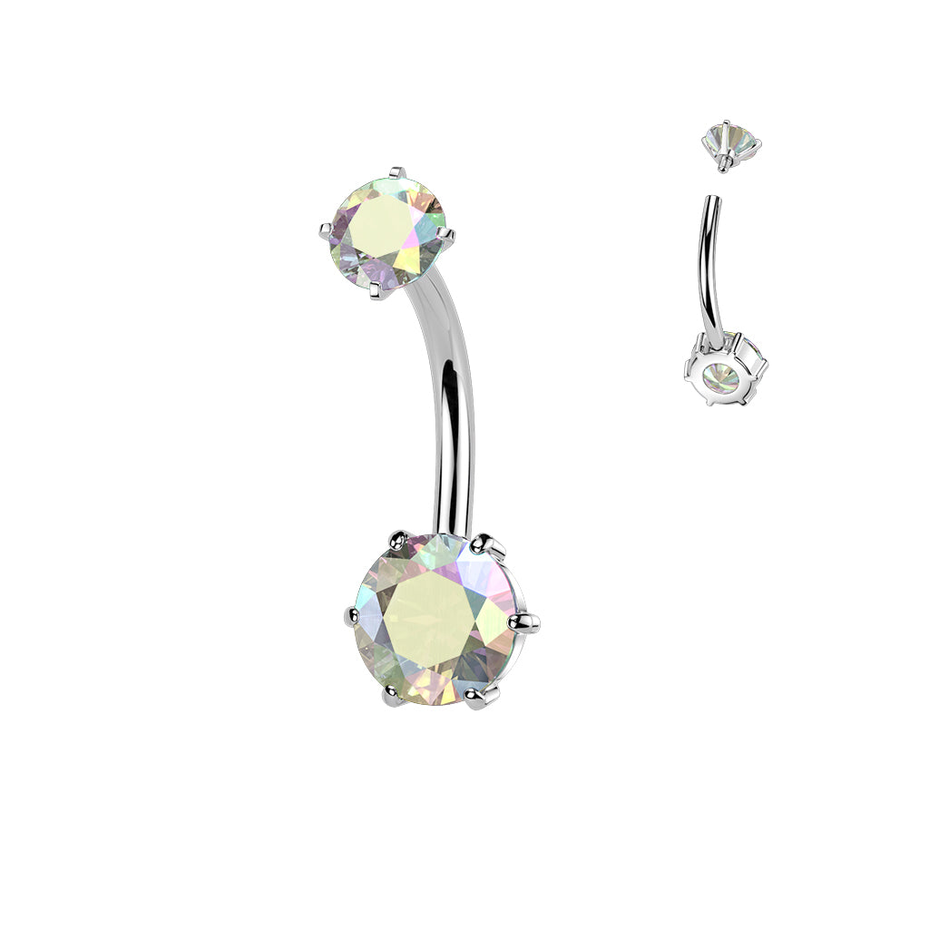 Premium Surgical Steel Circle Crystal Navel Barbell 14g
