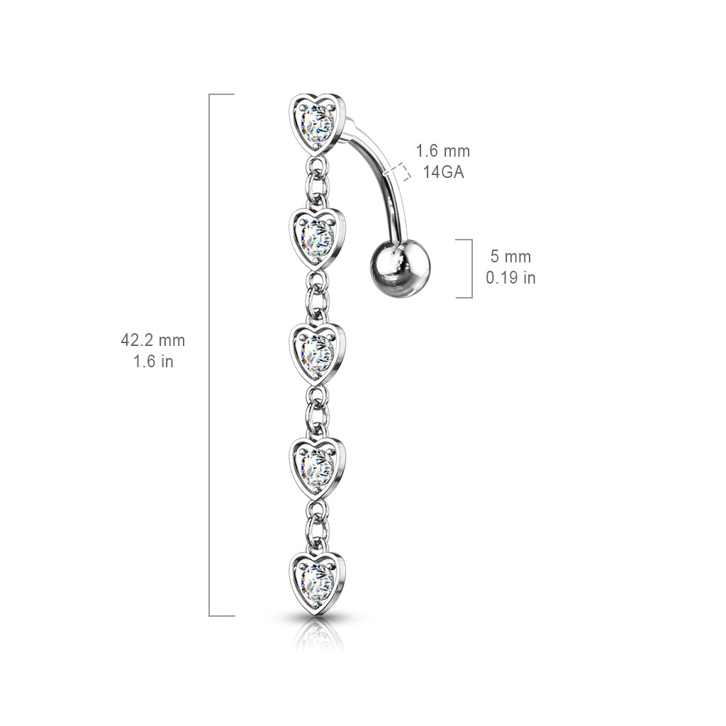 Heart Chain Inverted Belly Dangle 14g