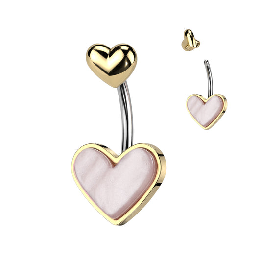 Premium Rounded Heart Navel Barbell 14g