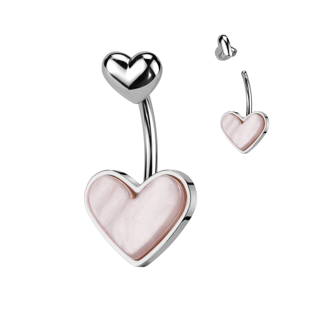 PREMIUM Rounded Heart Navel Barbell 14g