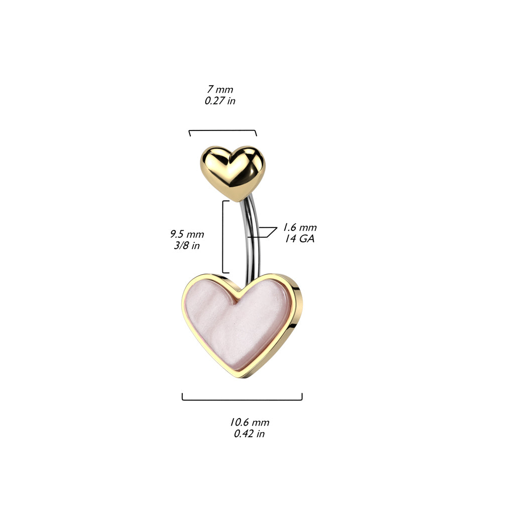 Rounded Heart Navel Barbell 14g