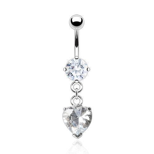 Chain Claw-Set Crystal Heart Navel Dangle 14g
