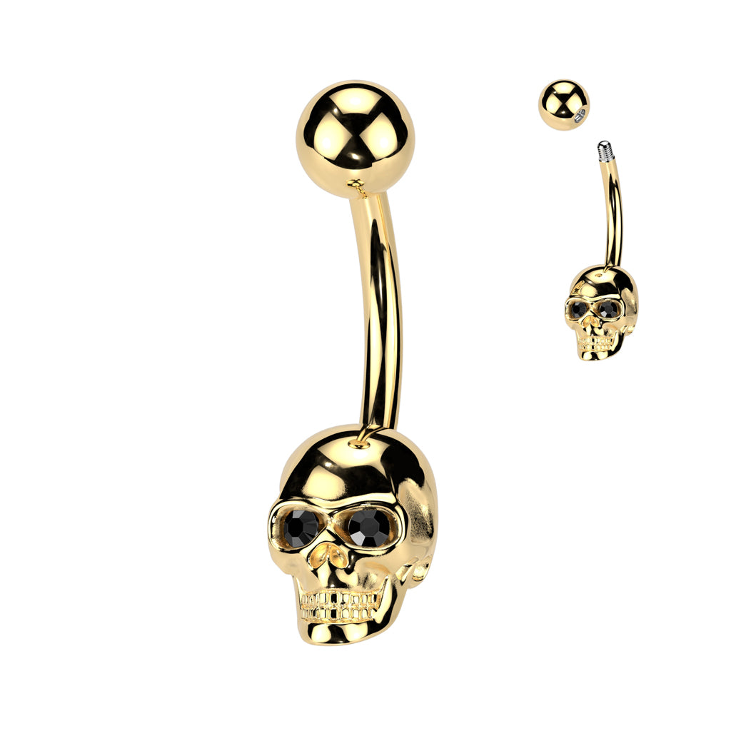 Premium Skull Navel Barbell 14g
