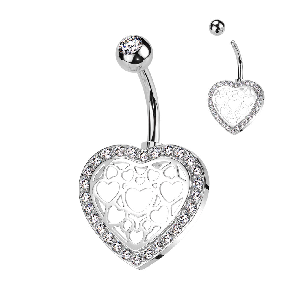 PREMIUM Heart Web Navel Barbell 14g