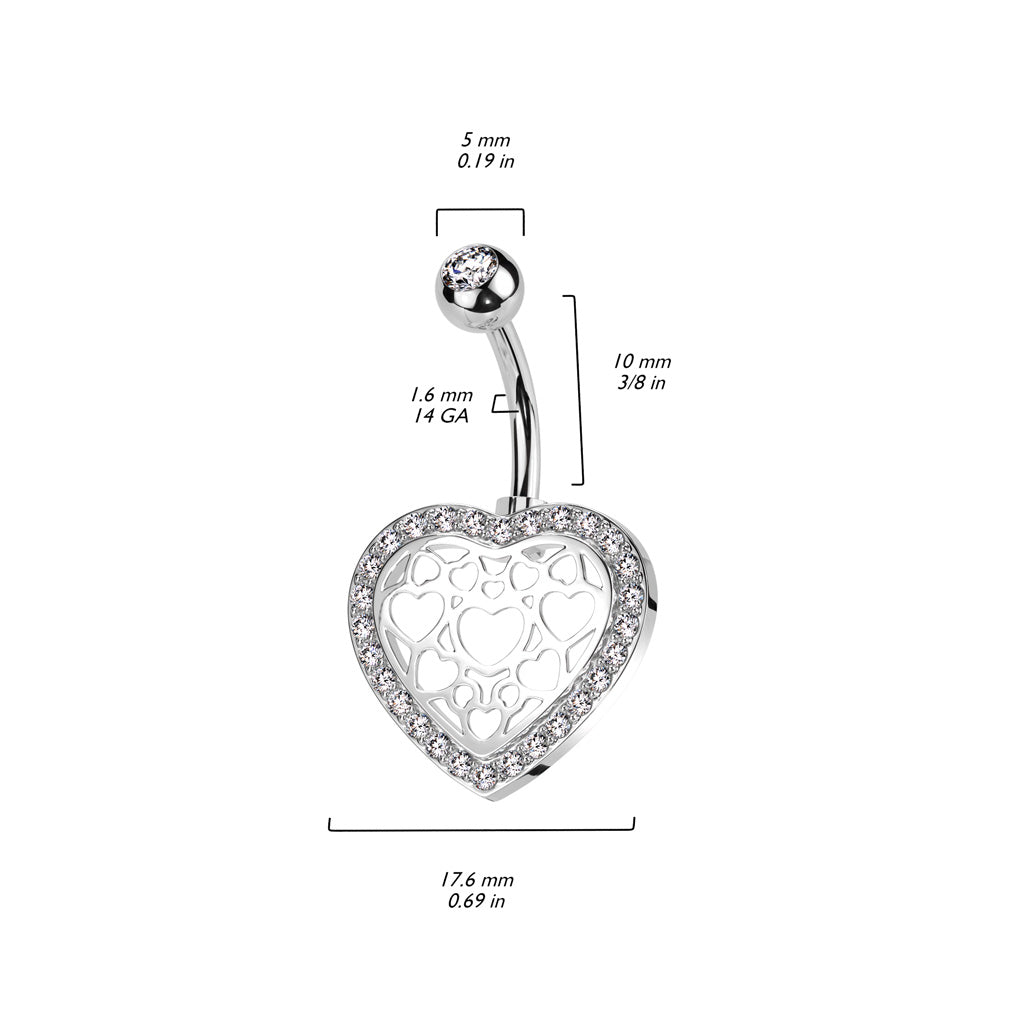 PREMIUM Heart Web Navel Barbell 14g