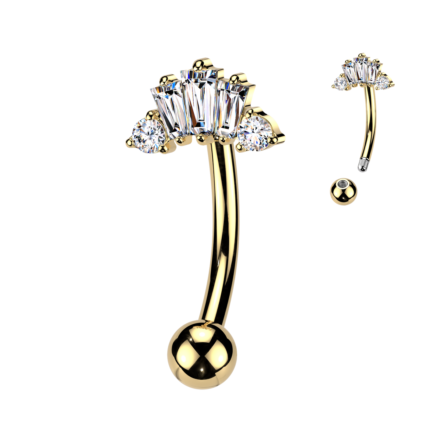 Crystal Baguette-Cut Navel Barbell 14g