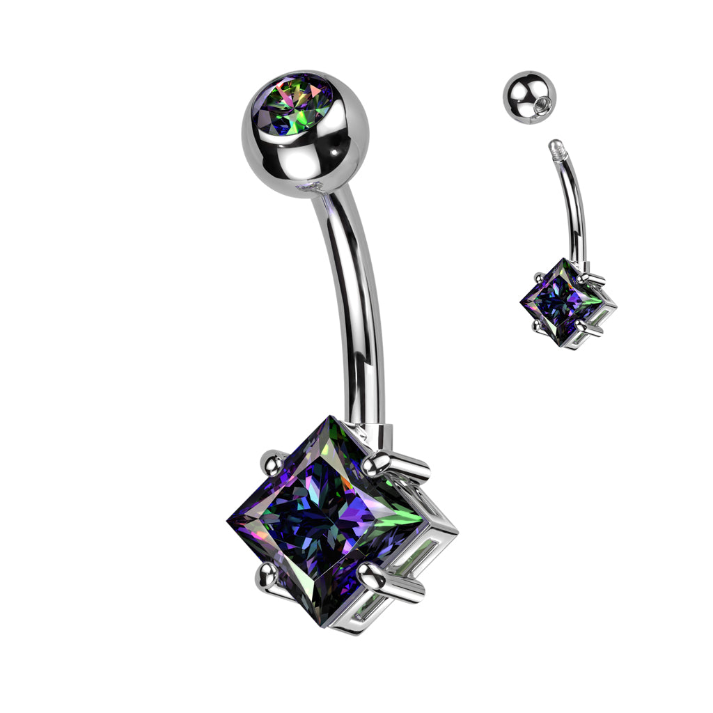 Premium Diamond Cut Crystal Navel Barbell 14g