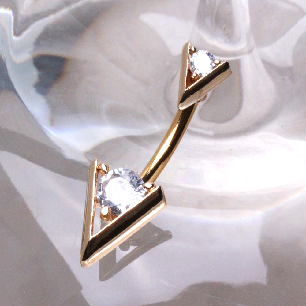 Triangle Claw-Set Crystal Navel Barbell 14g