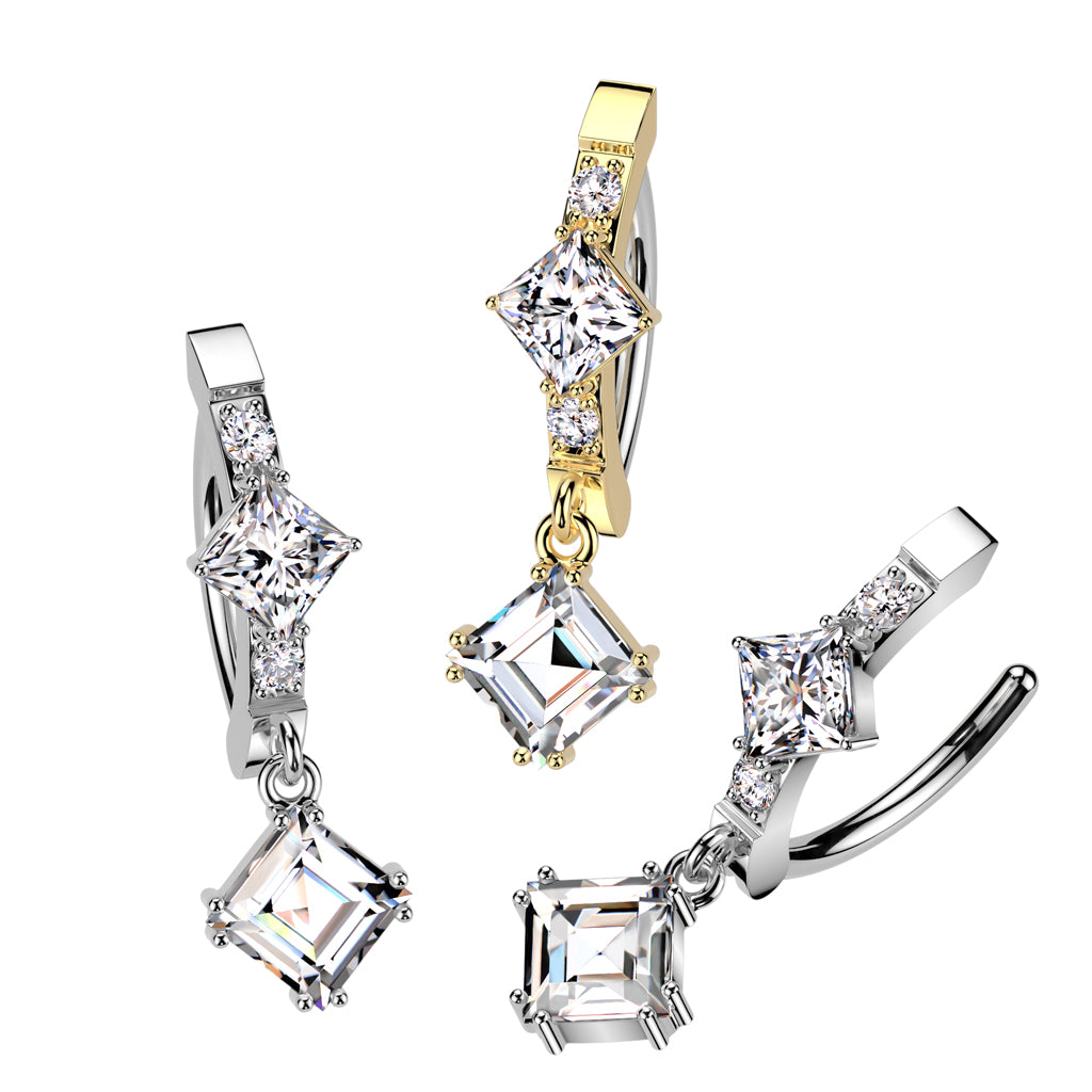 PREMIUM Claw-Set Crystal Dangle Clicker 14g