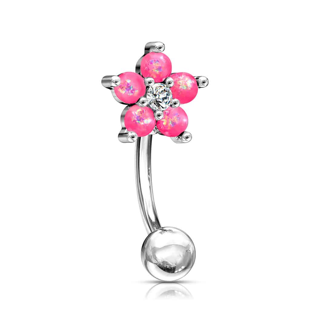 Opal Flower Curved Barbell 16g (2)