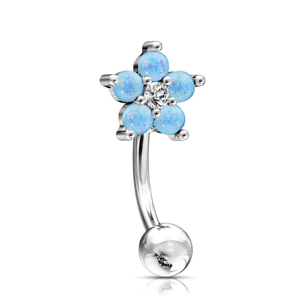 Opal Flower Curved Barbell 16g (3)