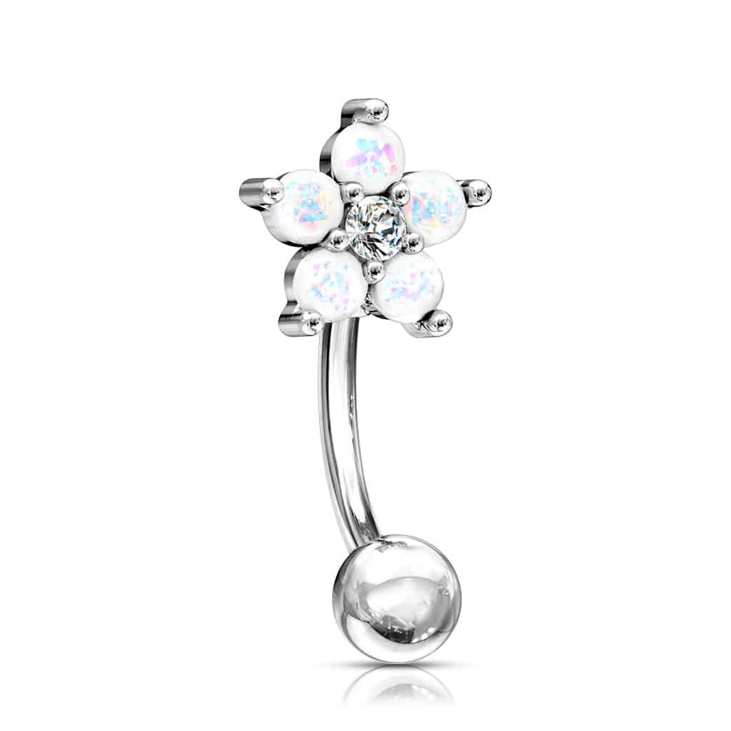 Opal Flower Curved Barbell 16g (4)