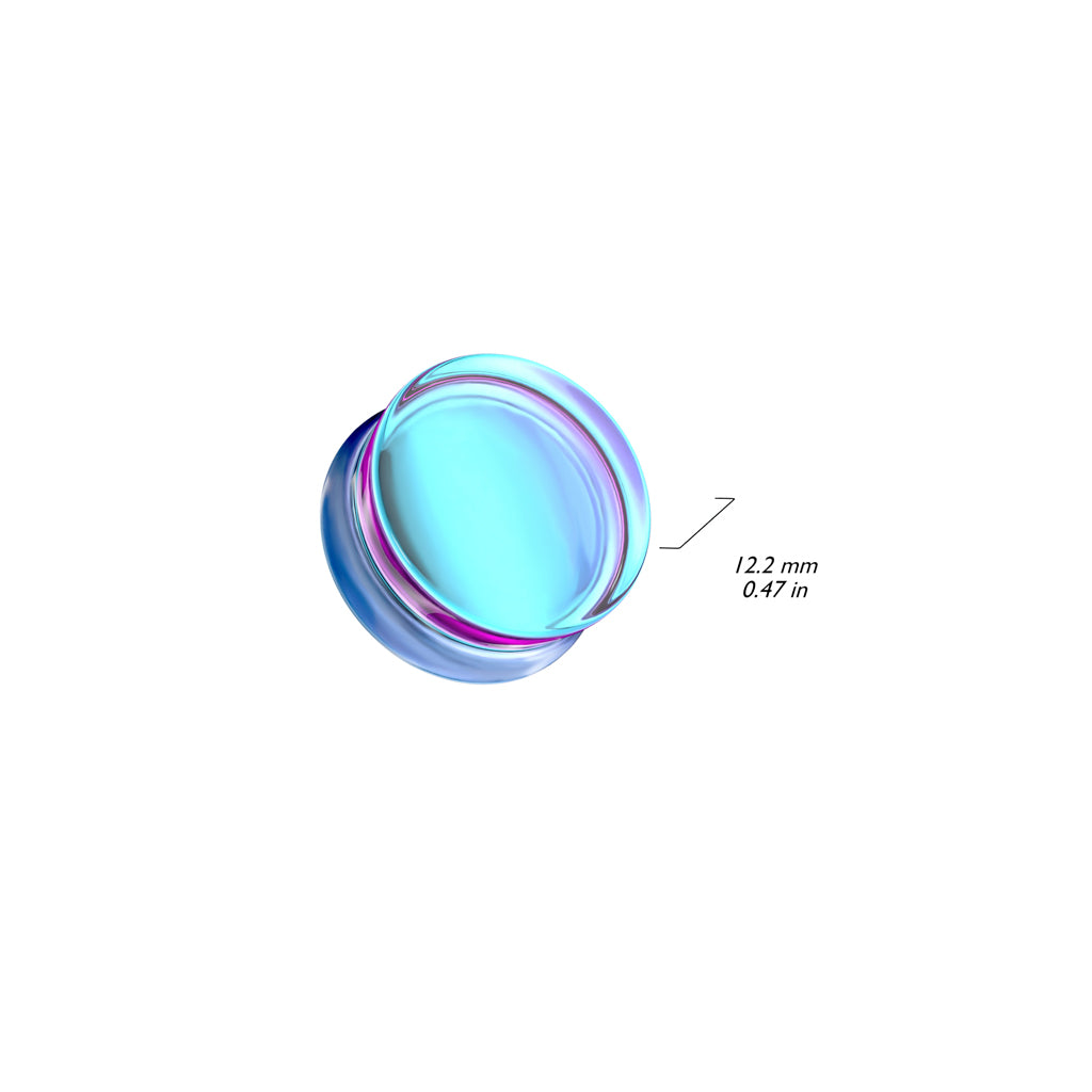 Aqua & Purple Iridescent Glass Double Flare Plugs 2g - 1"