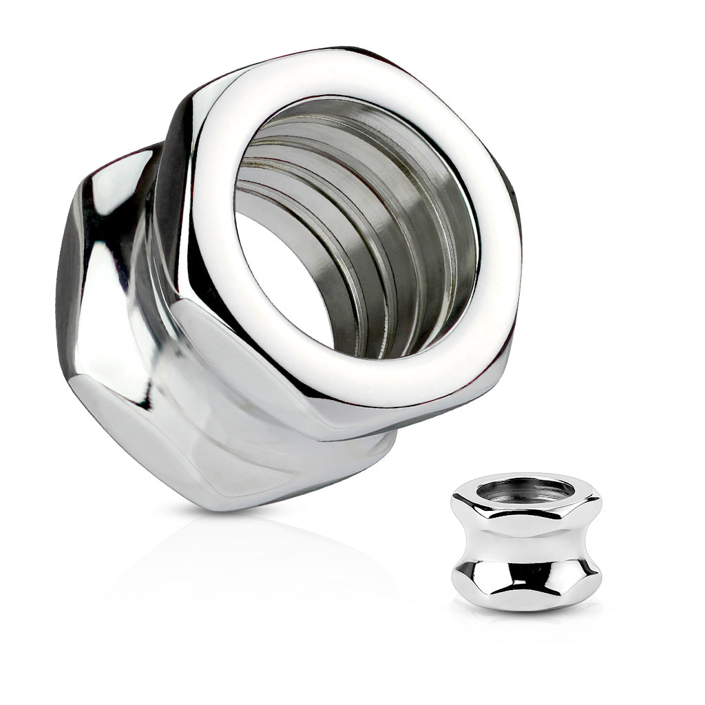 Surgical Steel Hexagon Double Flare Tunnels 2g - 5/8"