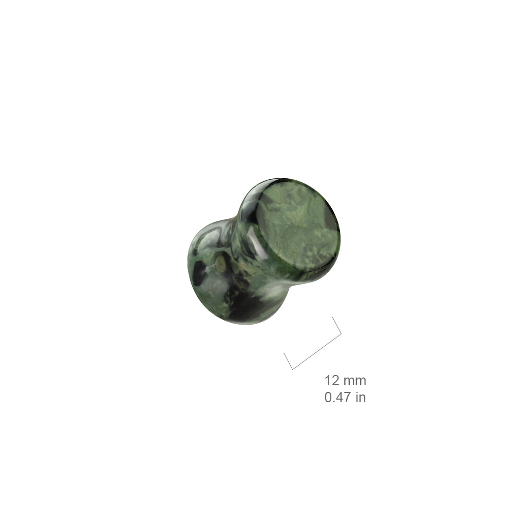Green Eye Jasper Stone Double Flare Plugs 6g - 1"