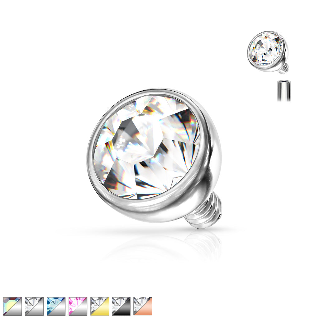 Premium Bezel-Set Crystal Rounded Base Microdermal Top 16g