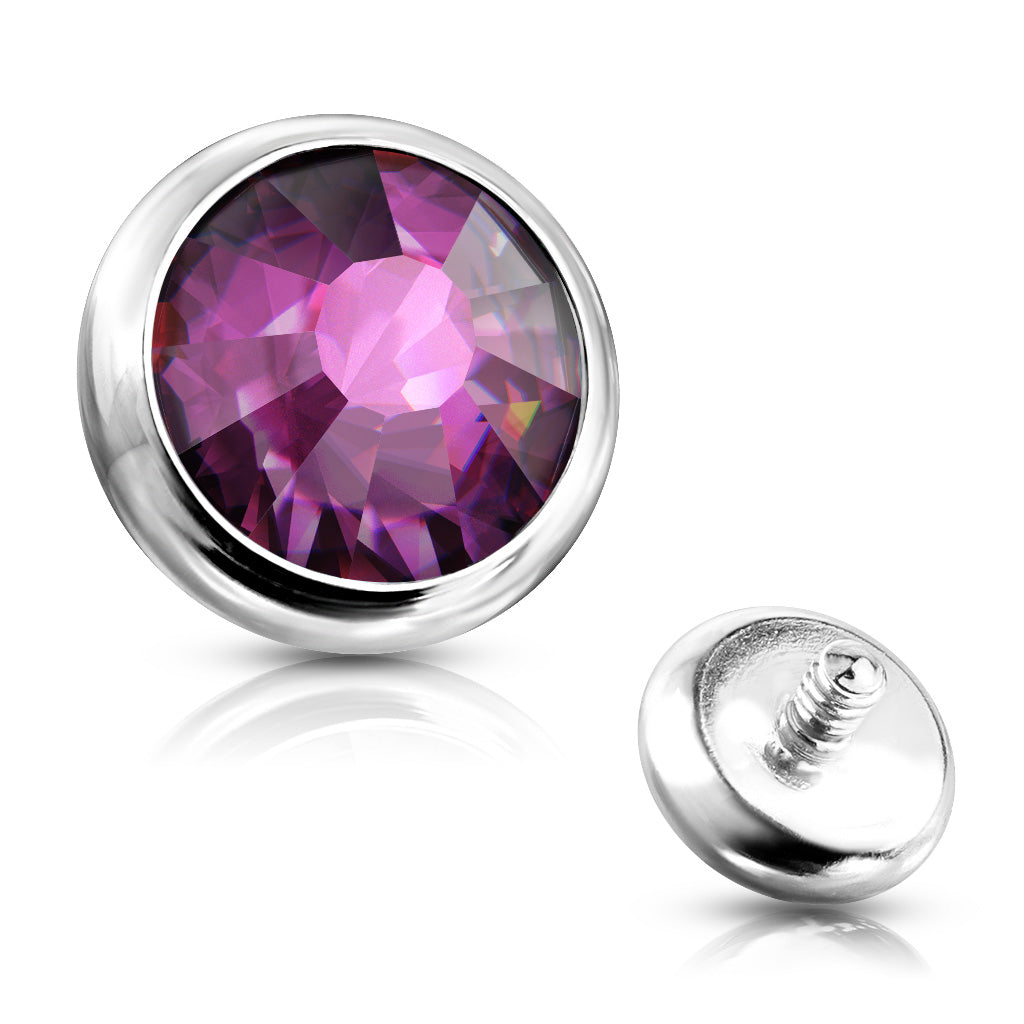 Premium Bezel-Set Crystal Microdermal Head 16g