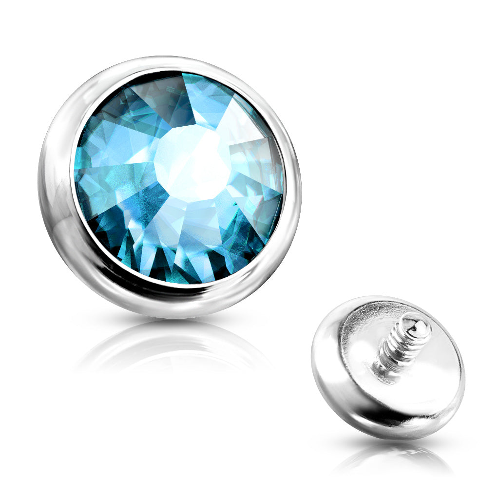 Premium Bezel-Set Crystal Microdermal Head 14g