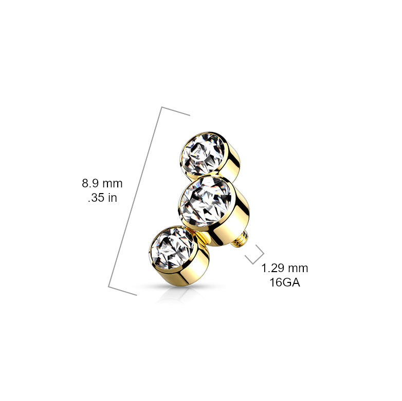 Premium Surgical Steel Crystal Rim Microdermal Top 16g