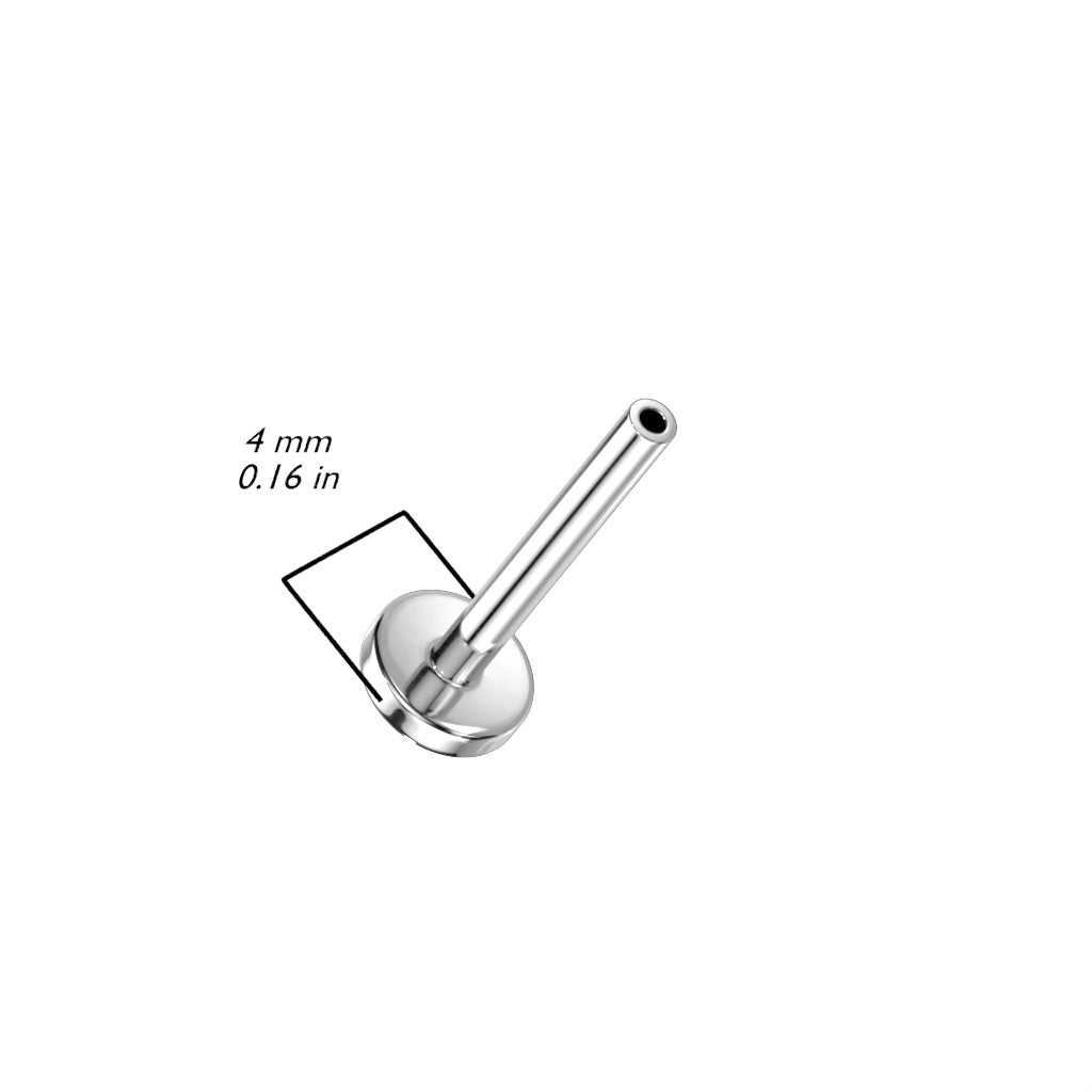 Premium G23 Titanium Threadless Flat Back 4mm Base