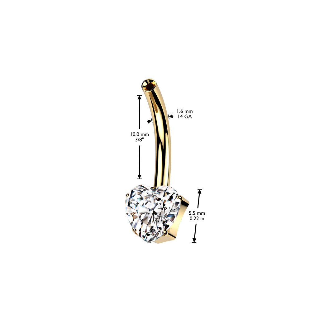 Premium G23 Titanium Threadless Claw Set Crystal Heart Navel Barbell