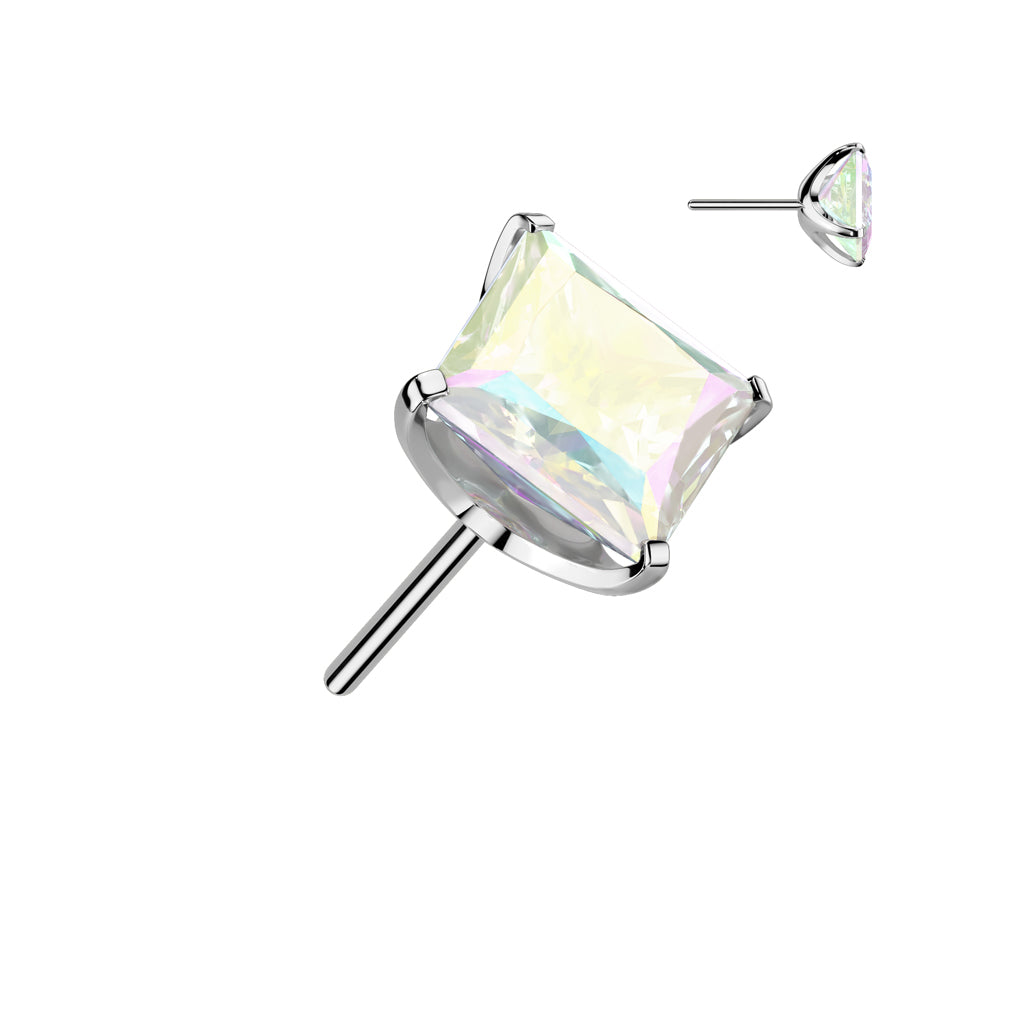 PREMIUM Titanium Diamond Claw-Set Crystal Stud Threadless Top